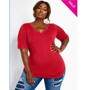 AshleyStewart Plus KNIT V-NECK TOP